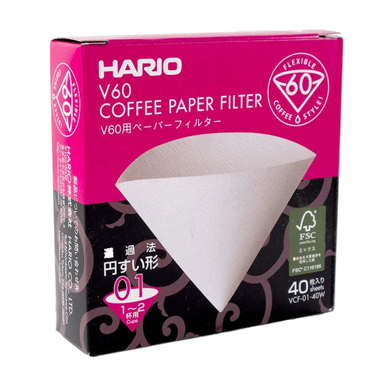 Hario V60-01 White Filter (40 Pack)